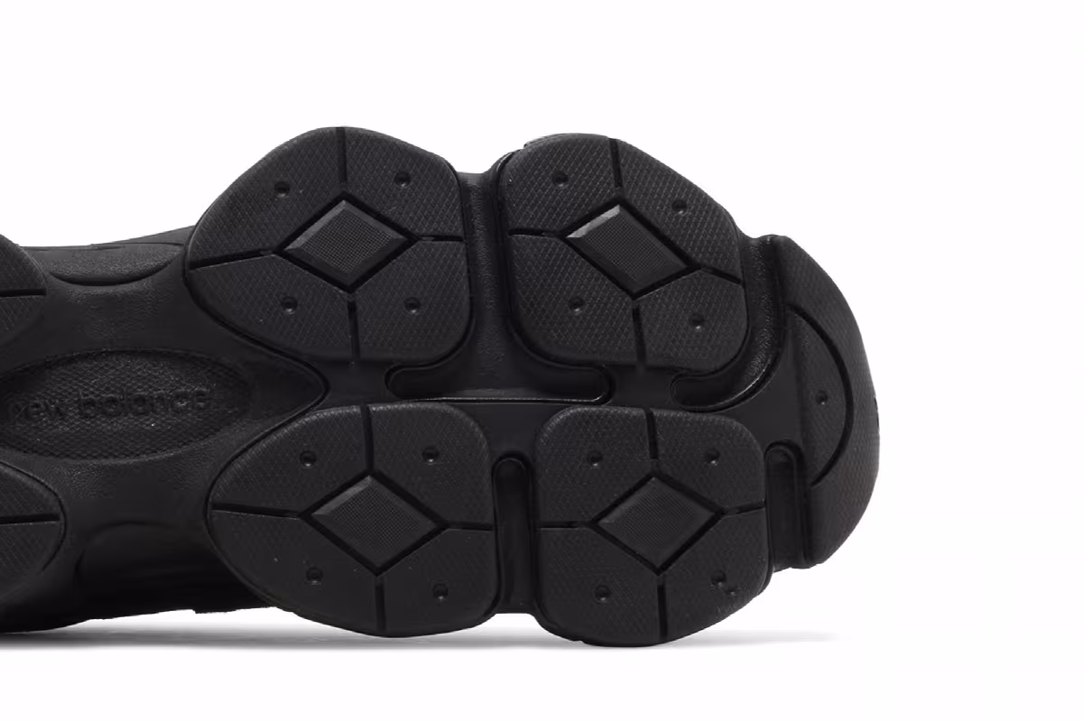 New Balance 9060 Triple Black Suede Patent, view 6
