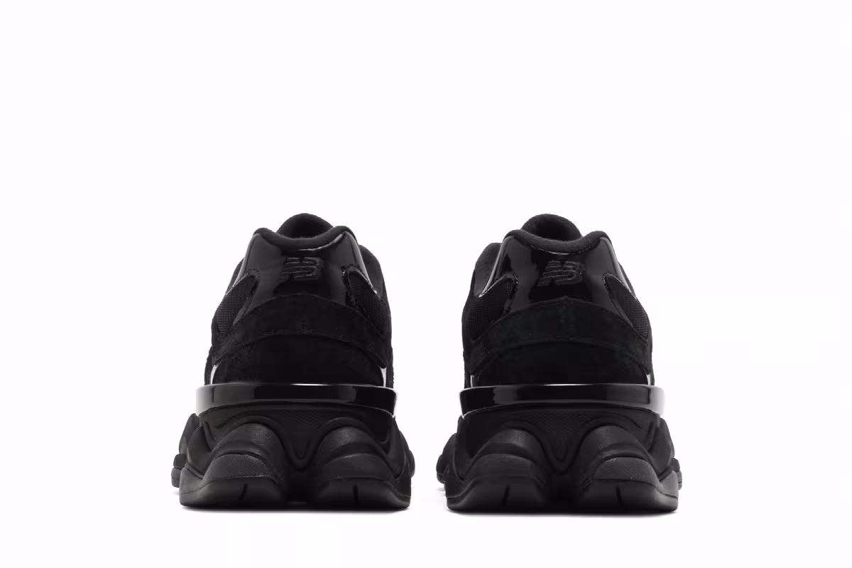 New Balance 9060 Triple Black Suede Patent, view 7