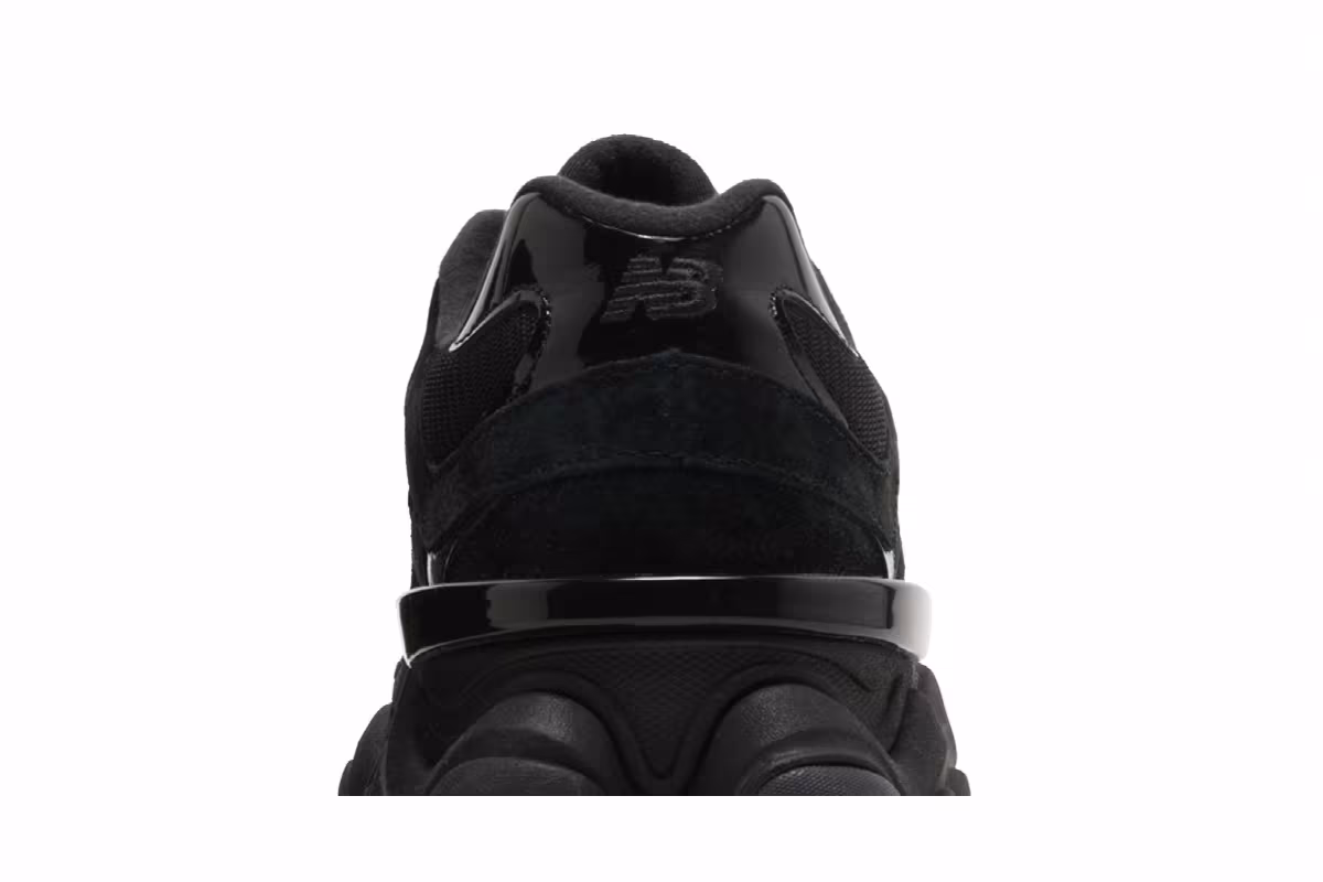 New Balance 9060 Triple Black Suede Patent, view 8