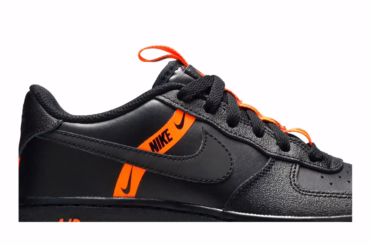Nike Air Force 1 LV8 KSA GS Worldwide Pack - Black Total Orange, view 3