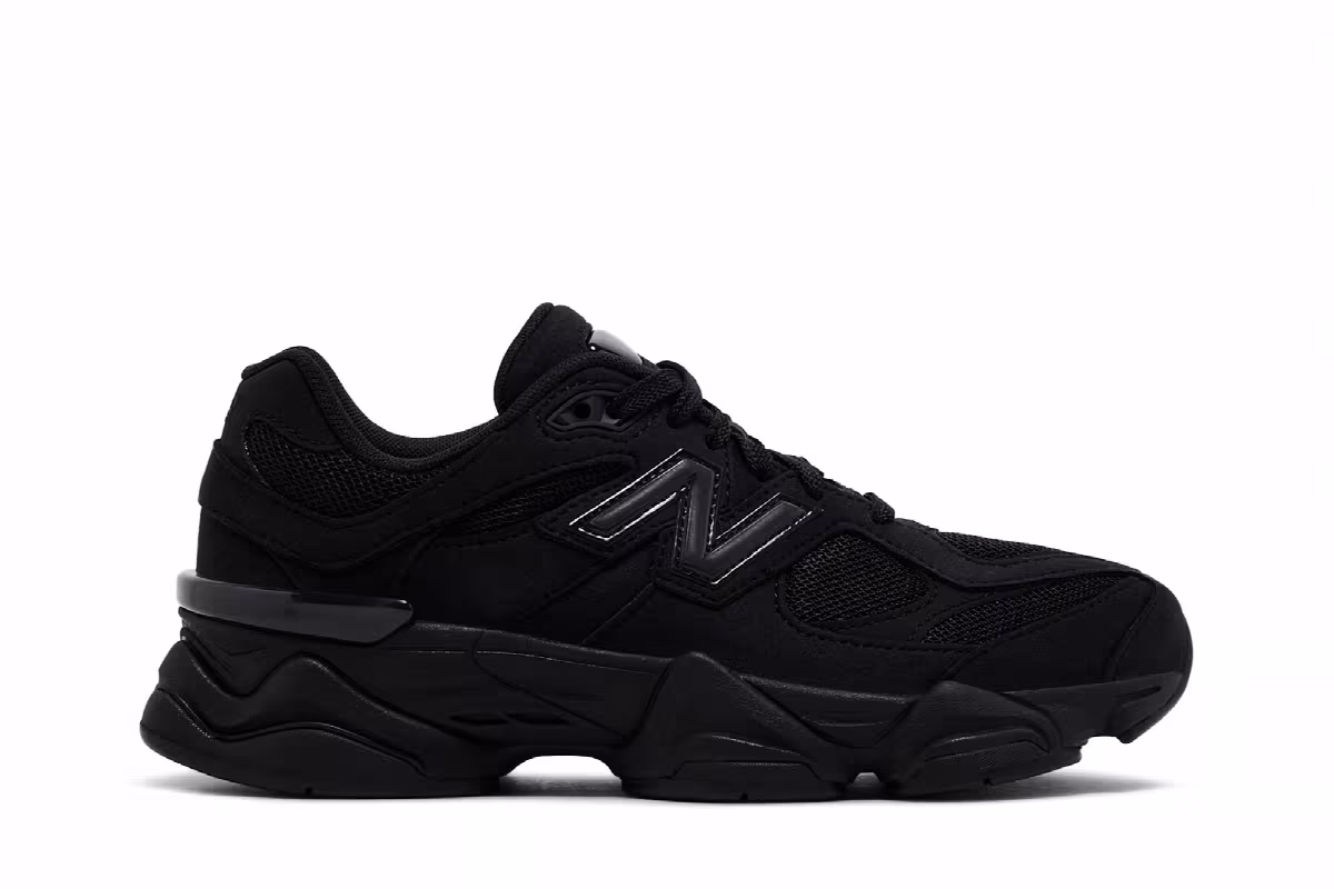New Balance 9060 Big Kid Triple Black Suede, view 2