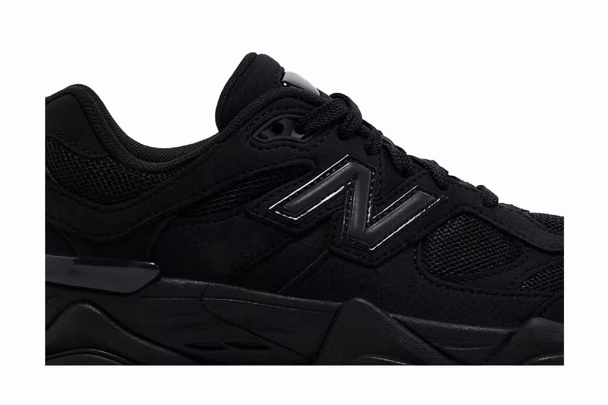 New Balance 9060 Big Kid Triple Black Suede, view 3