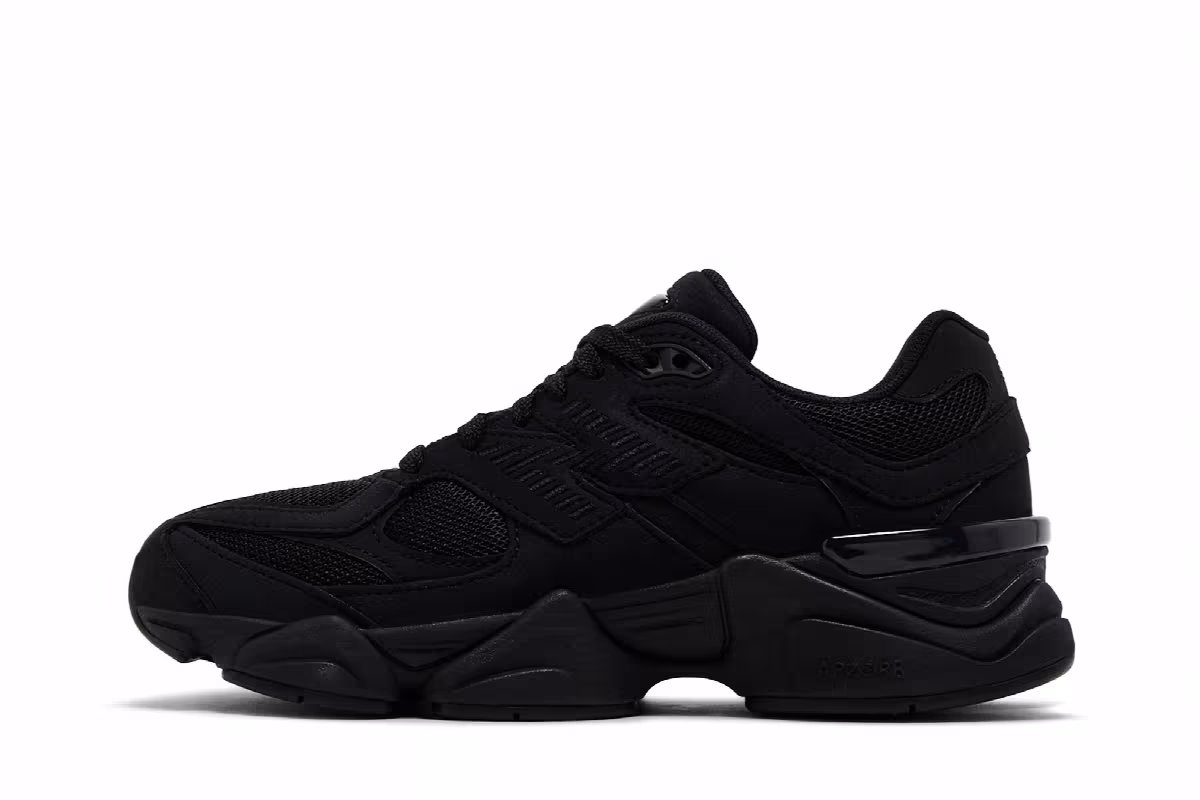 New Balance 9060 Big Kid Triple Black Suede, view 4