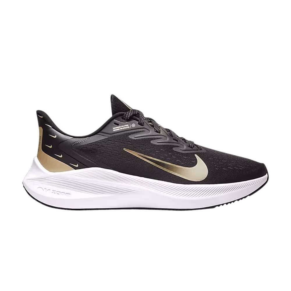 Nike Women's Zoom Winflo 7 Premium Black Metallic Gold Grain
