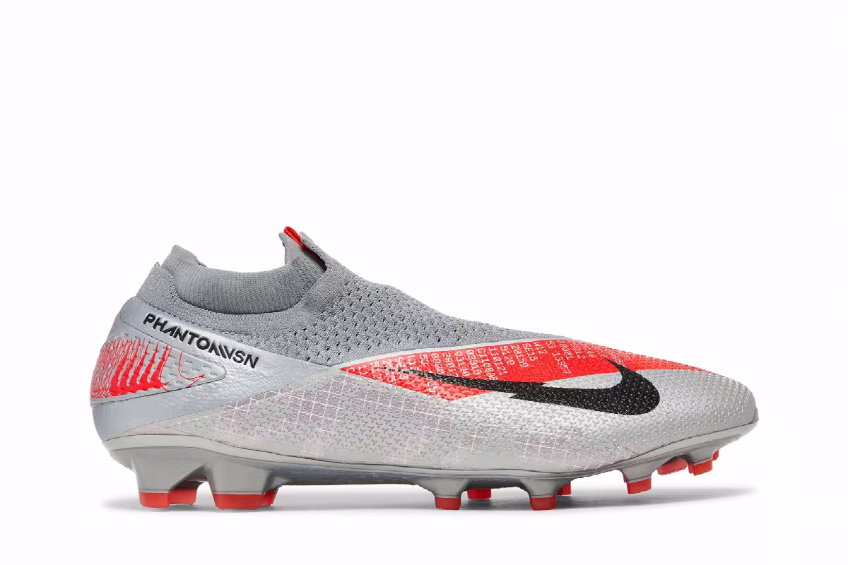 Nike Phantom Vision 2 Elite Dynamic Fit FG Metallic Grey Crimson, view 2