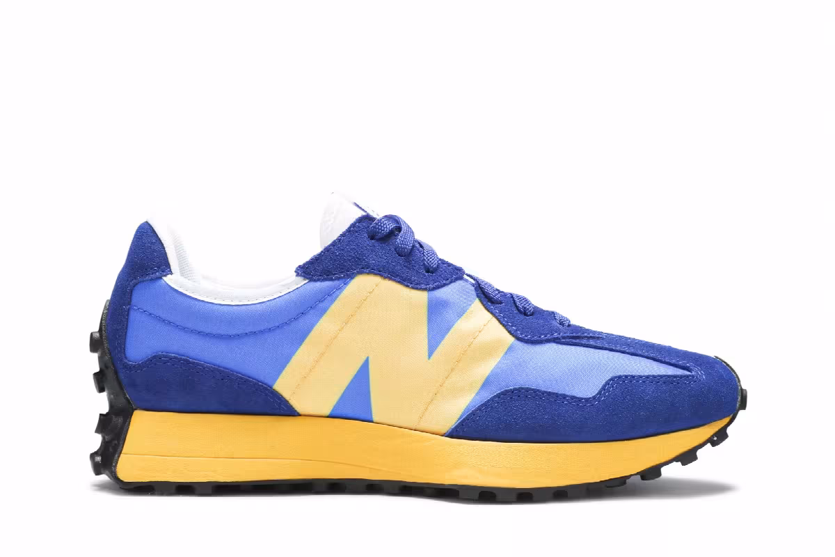 New Balance 327 Marine Blue Yellow, view 2