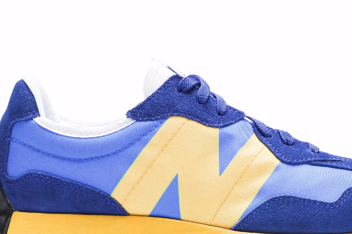 New Balance 327 Marine Blue Yellow, view 3