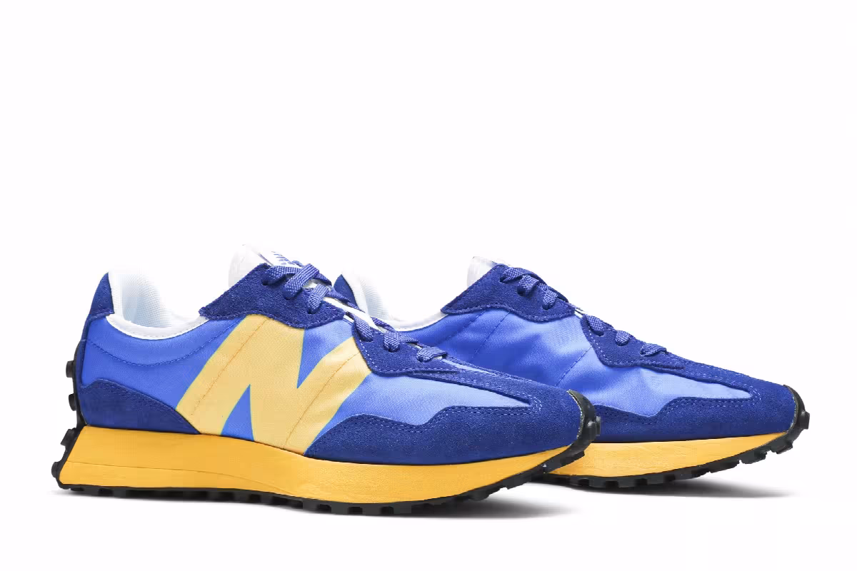 New Balance 327 Marine Blue Yellow, view 9