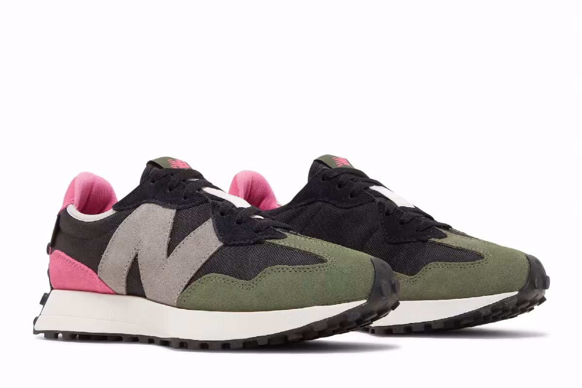 New Balance 327 Black Pink Green, view 9