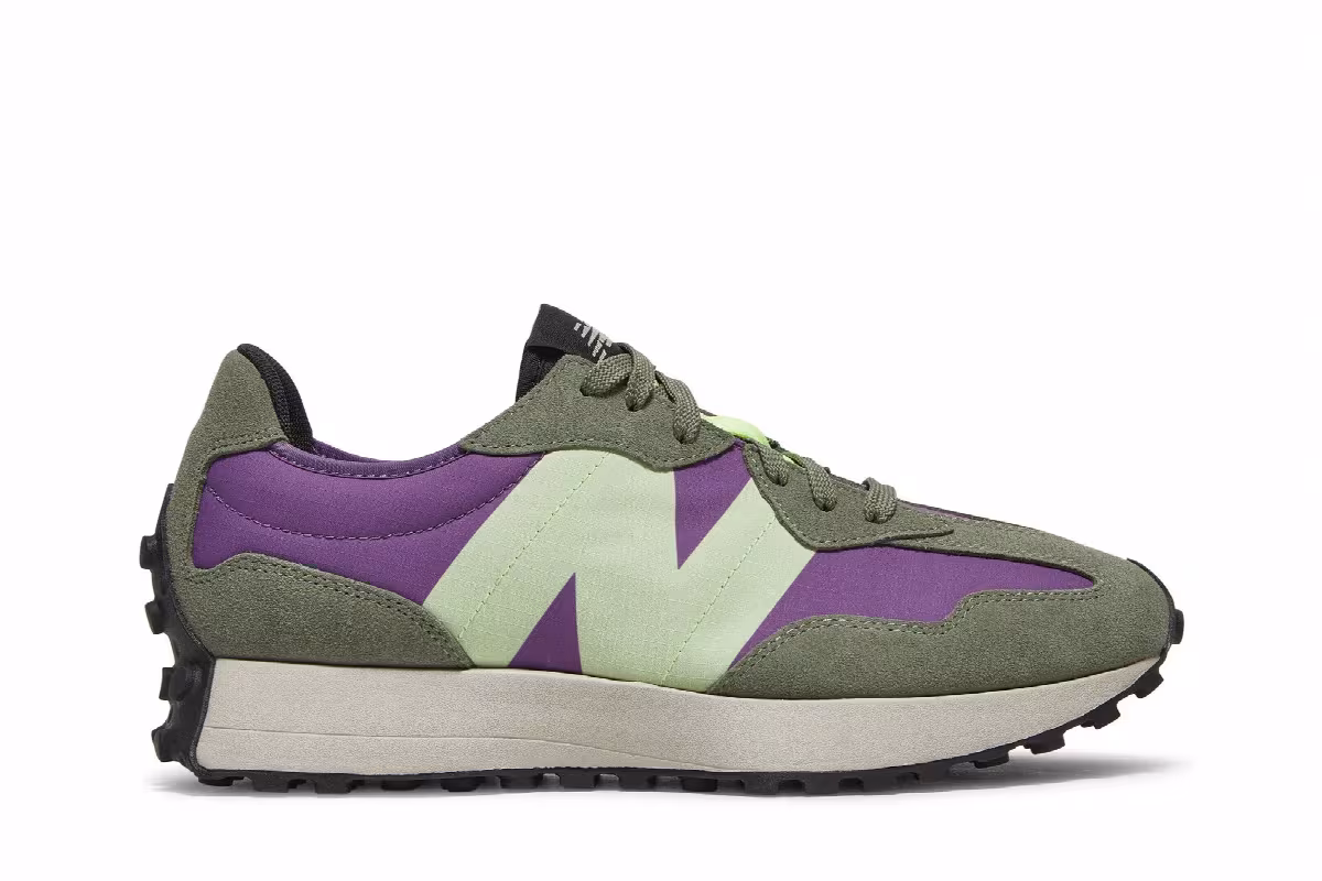 New Balance 327 Sour Grape Bleached Lime Glow, view 2