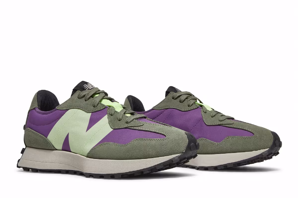 New Balance 327 Sour Grape Bleached Lime Glow, view 9