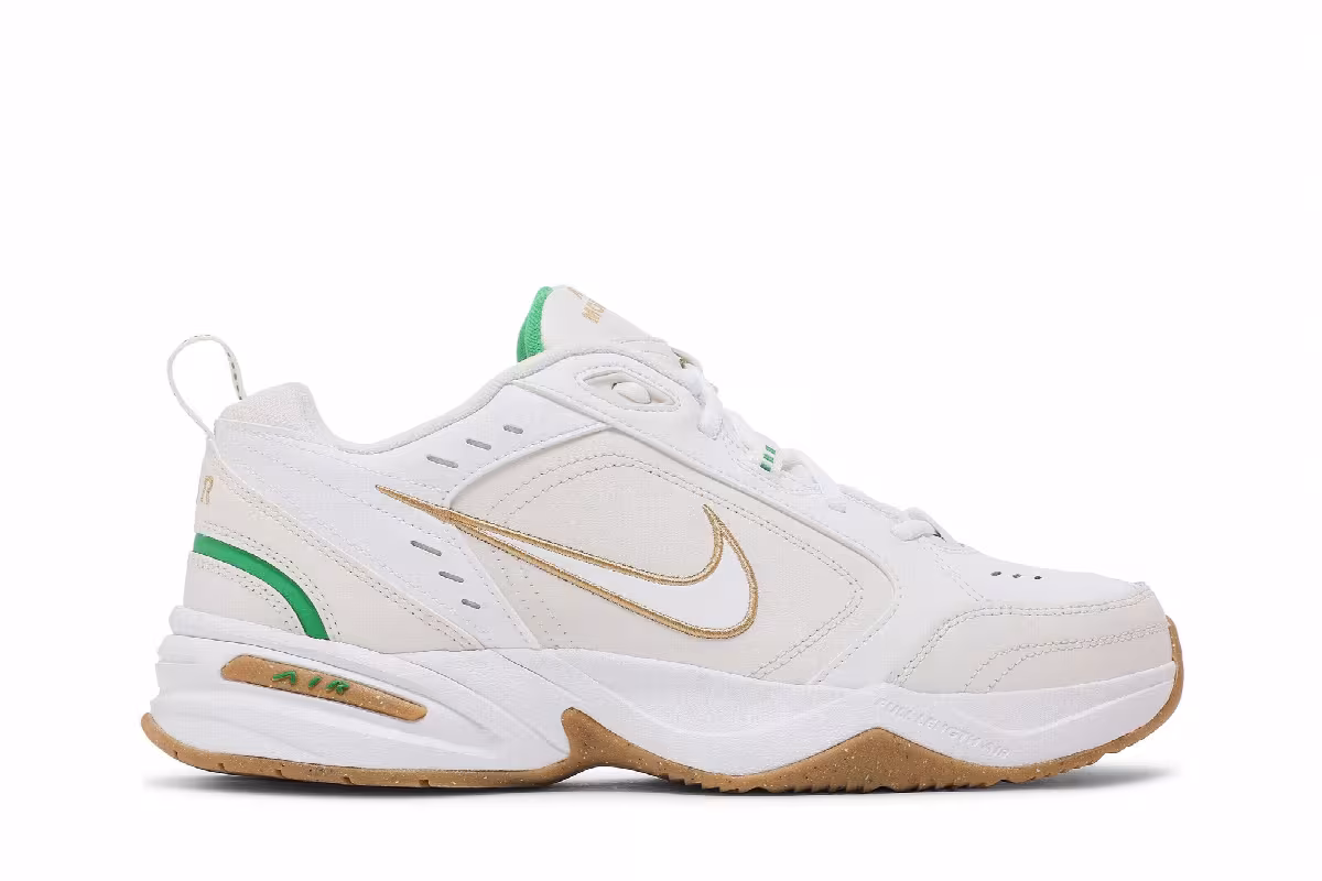Nike Air Monarch IV White Lucky Green Gold, view 2