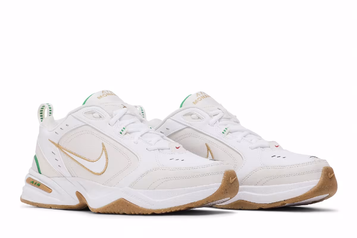 Nike Air Monarch IV White Lucky Green Gold, view 9