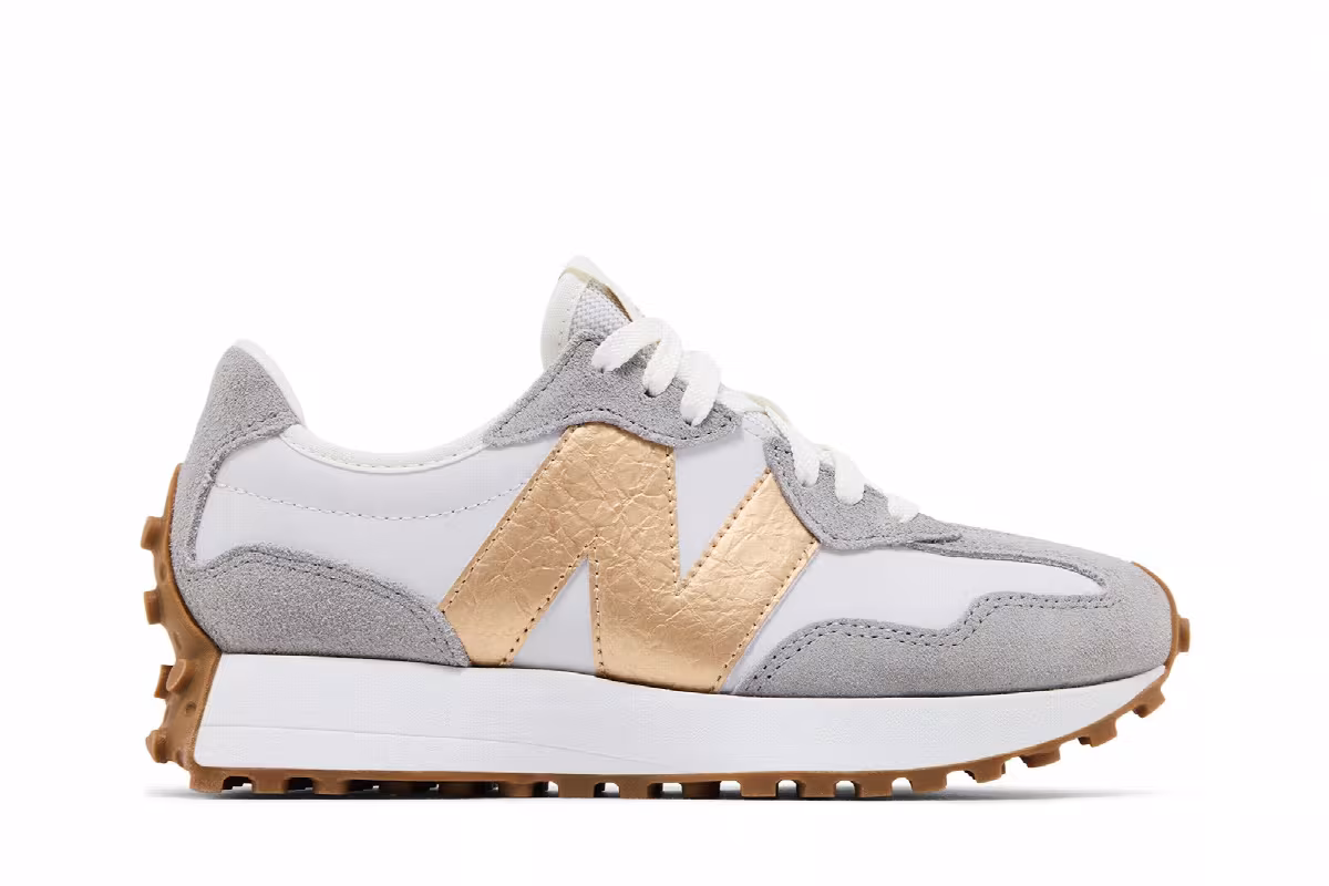 New Balance Women's 327 Gold Metallic, view 2