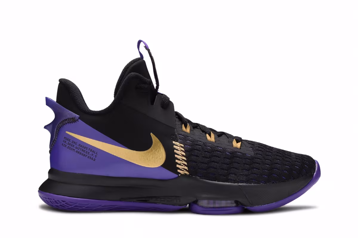 Nike LeBron Witness 5 Fierce Purple Metallic Gold, view 2