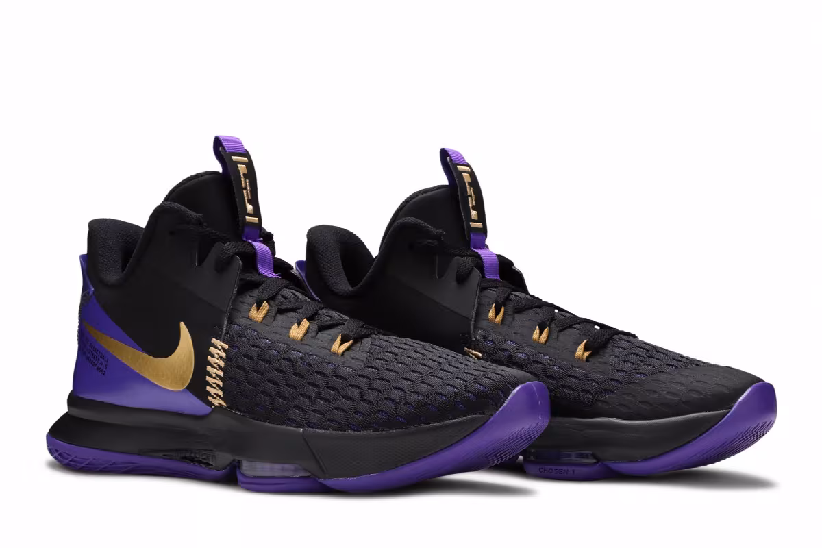 Nike LeBron Witness 5 Fierce Purple Metallic Gold, view 9