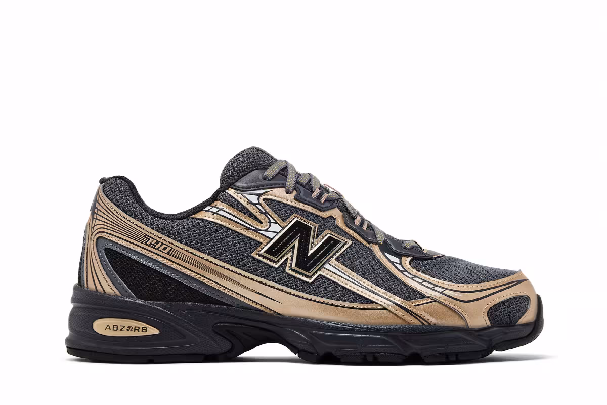 New Balance 740v2 Black Castlerock Gold, view 2