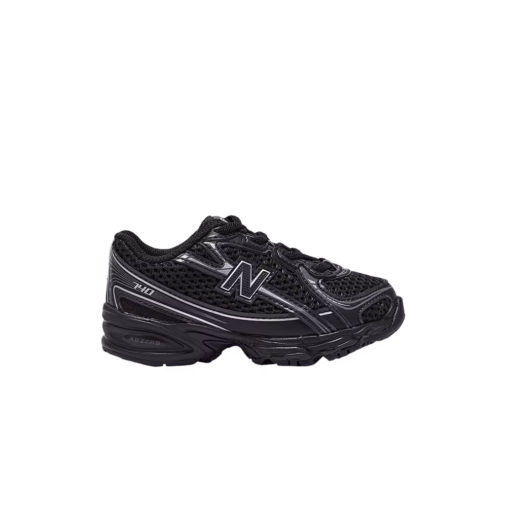 New Balance 740 Bungee Lace Toddler Black Silver Metallic