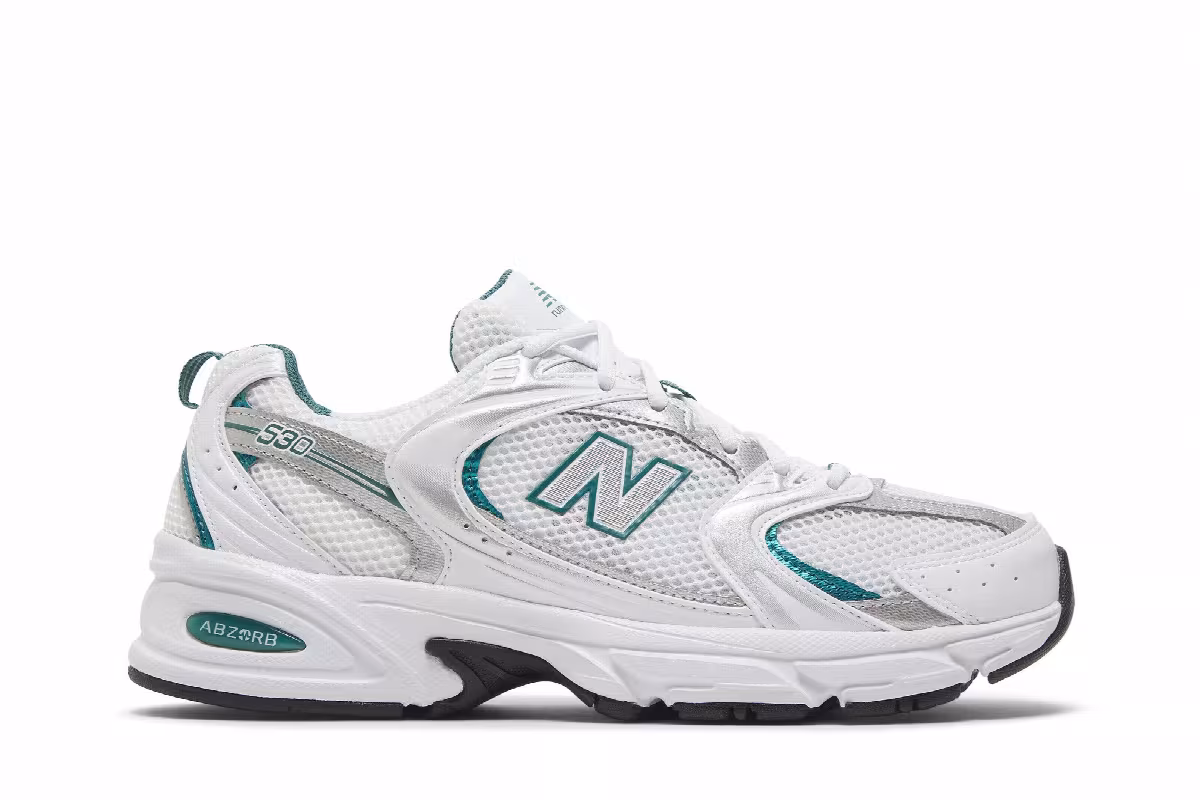 New Balance 530 White Silver Green, view 2