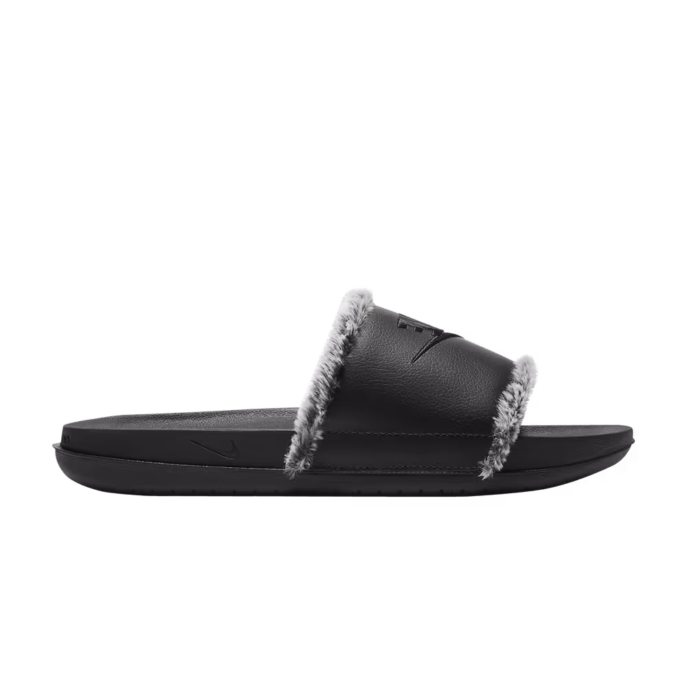 Nike Women's OffCourt Leather Slide Black Fur