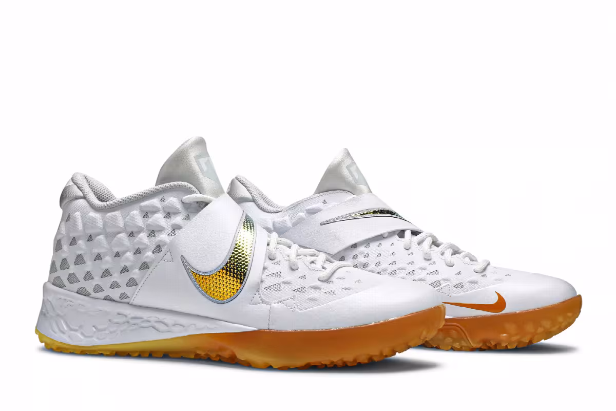 Nike Force Zoom Trout 6 Turf White Magma Orange, view 9