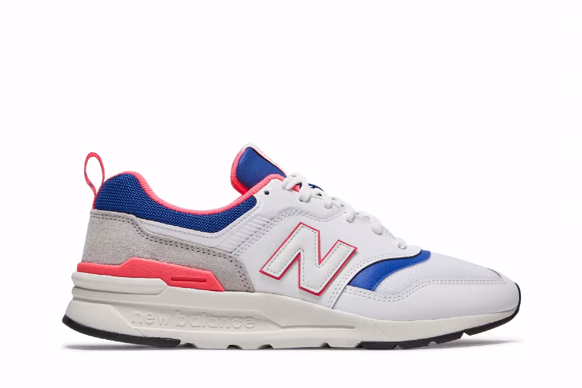 New Balance Women's 997 White Blue Pink, view 2
