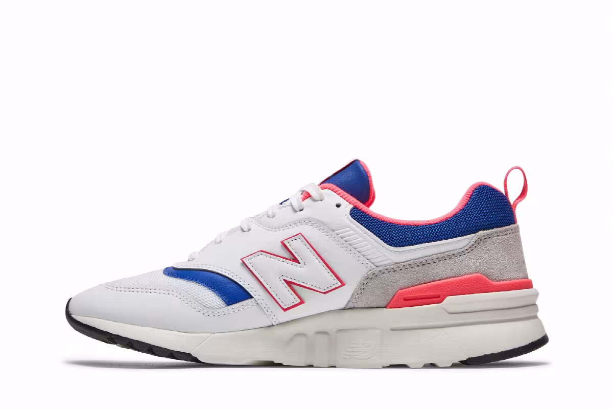 New Balance Women's 997 White Blue Pink, view 4