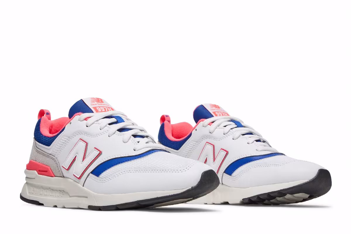New Balance Women's 997 White Blue Pink, view 9