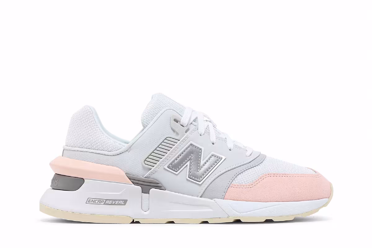 New Balance Women's 997 White Grey Pink, view 2
