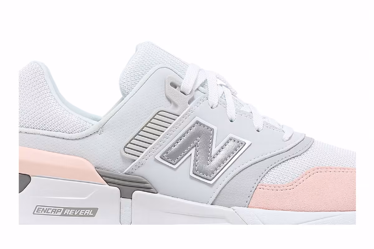 New Balance Women's 997 White Grey Pink, view 3