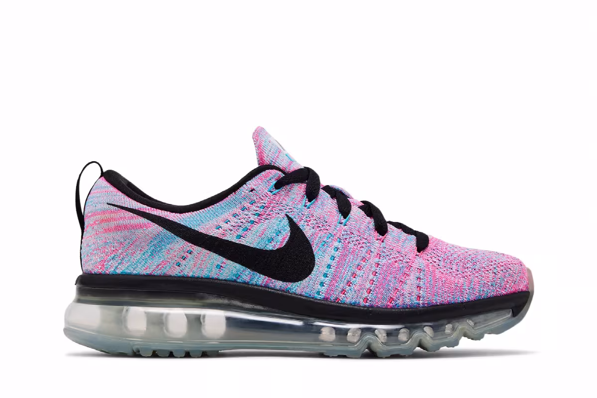 Nike Women's Flyknit Air Max Chlorine Blue Pink Blast, view 2