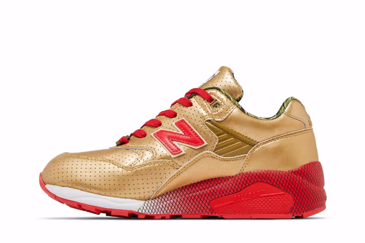 New Balance Hectic x Stussy x Undefeated x 580 Gold Camo, view 4