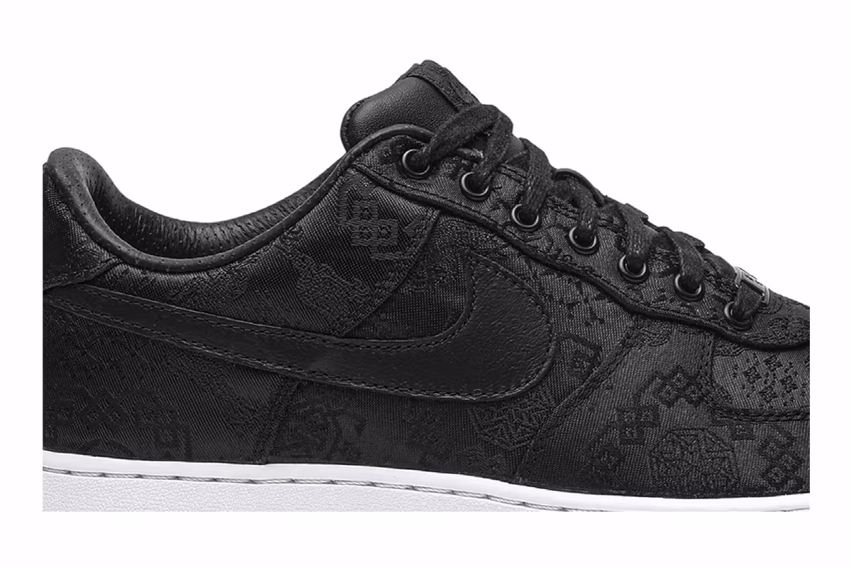 Fragment Design x CLOT x Nike Air Force 1 Black Silk, view 3