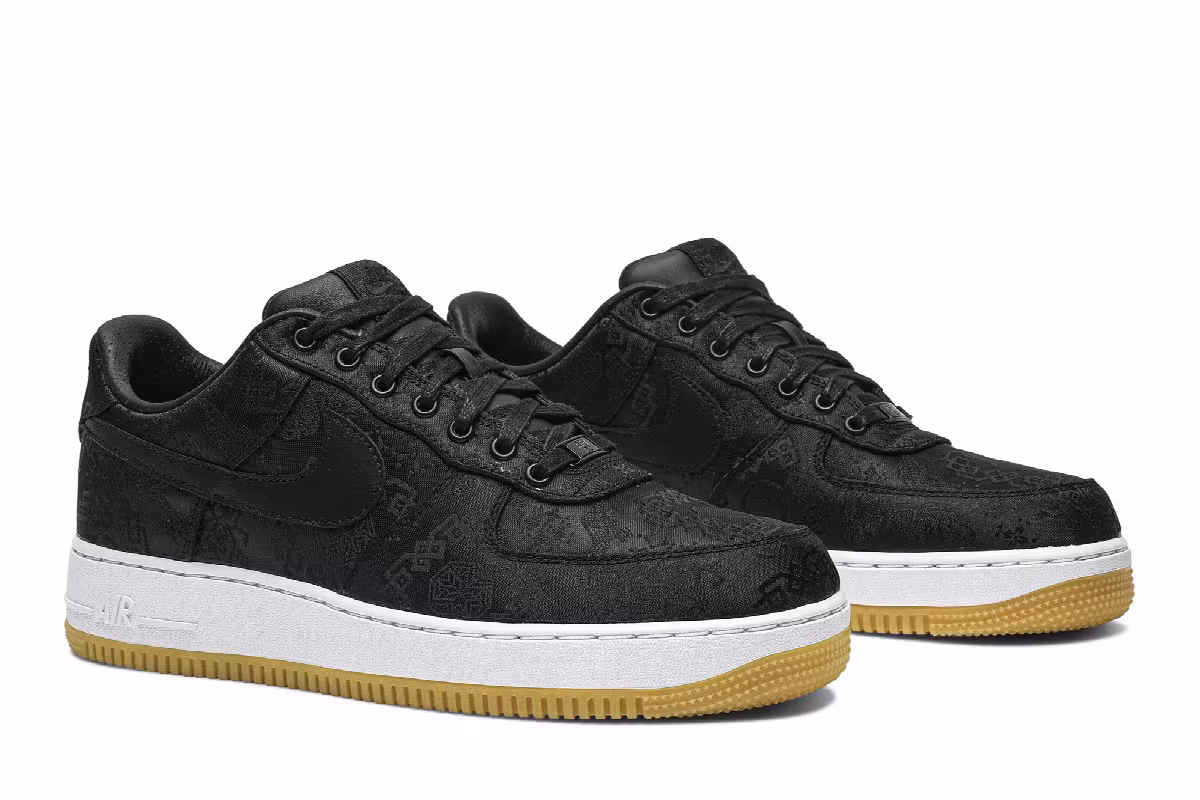 Fragment Design x CLOT x Nike Air Force 1 Black Silk, view 9