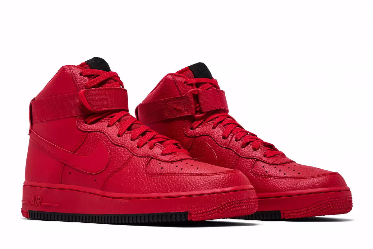 Nike Air Force 1 High University Red Black, view 9