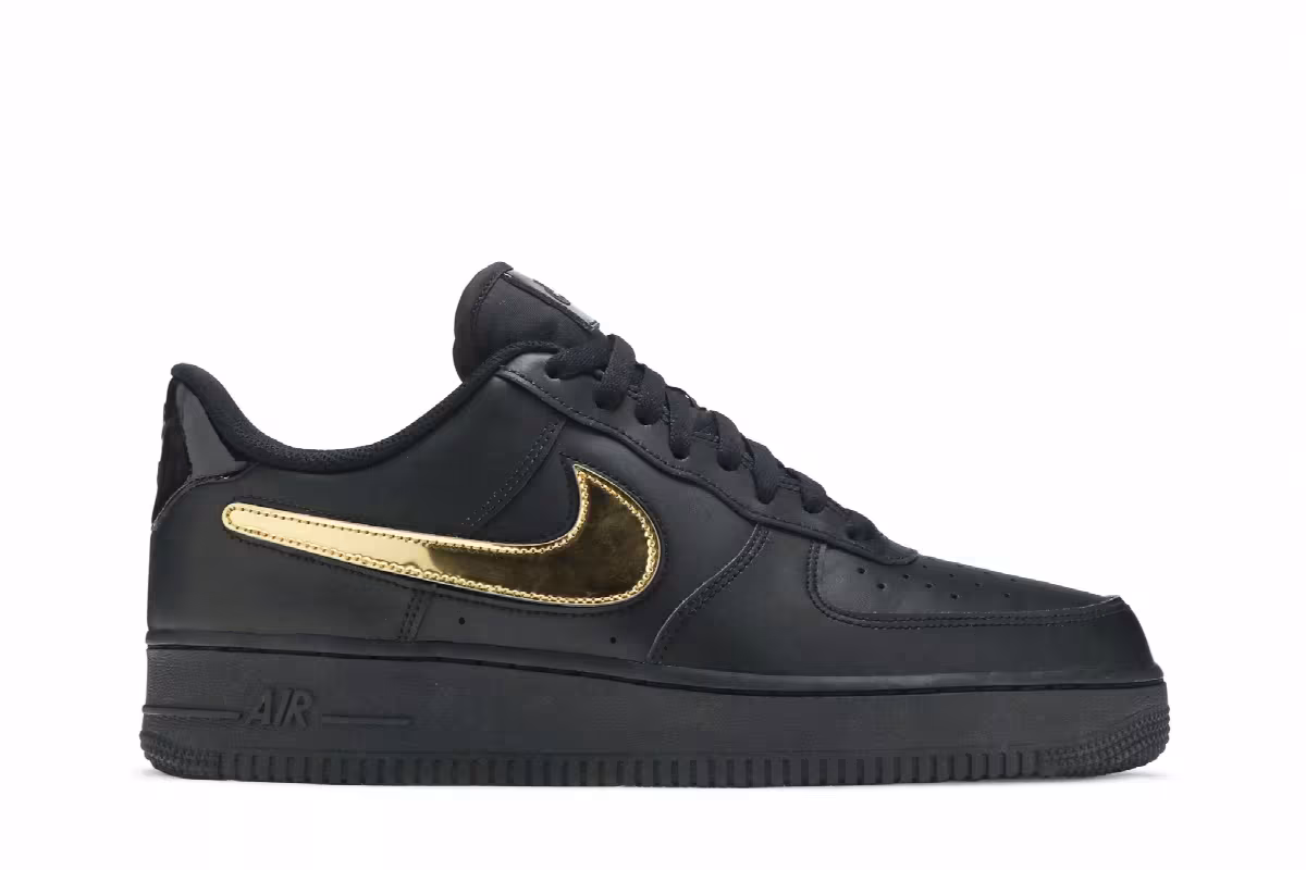 Nike Air Force 1 Low Removable Swoosh - Black Gold, view 2