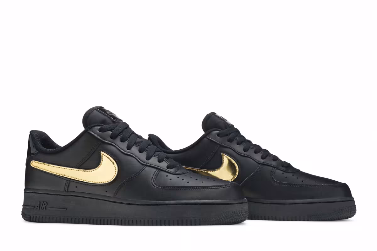 Nike Air Force 1 Low Removable Swoosh - Black Gold, view 9