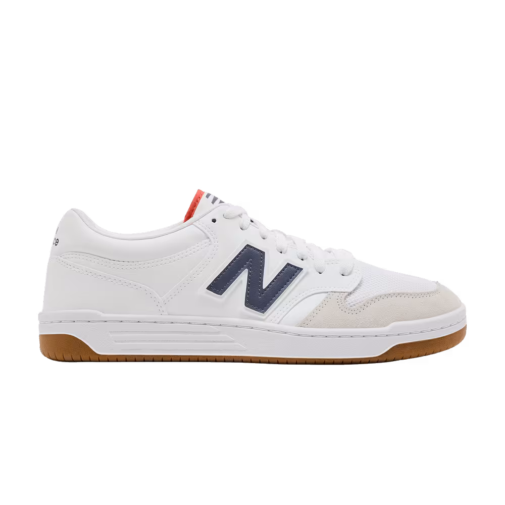 New Balance 480 White Dark Arctic Grey Gulf Red
