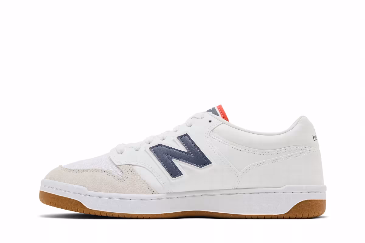 New Balance 480 White Dark Arctic Grey Gulf Red, view 4