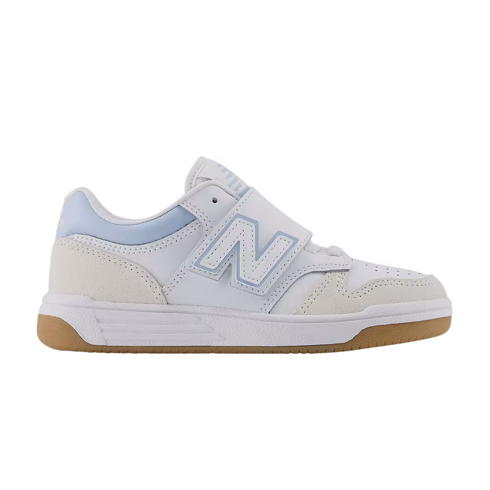 New Balance 480 Hook & Loop Little Kid Wide White Light Chrome Blue