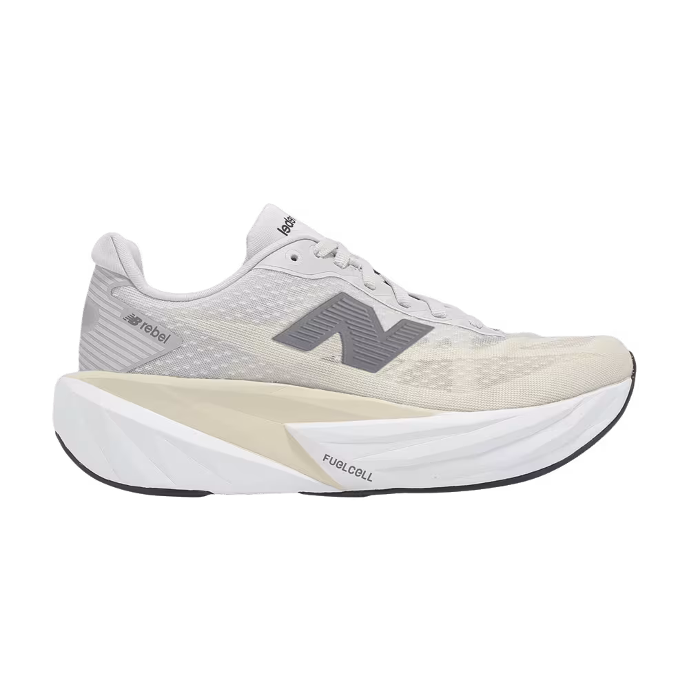 New Balance Women's Fuelcell Rebel V5 D Wide' Grey Matter Linen White' Grey Matter Linen White