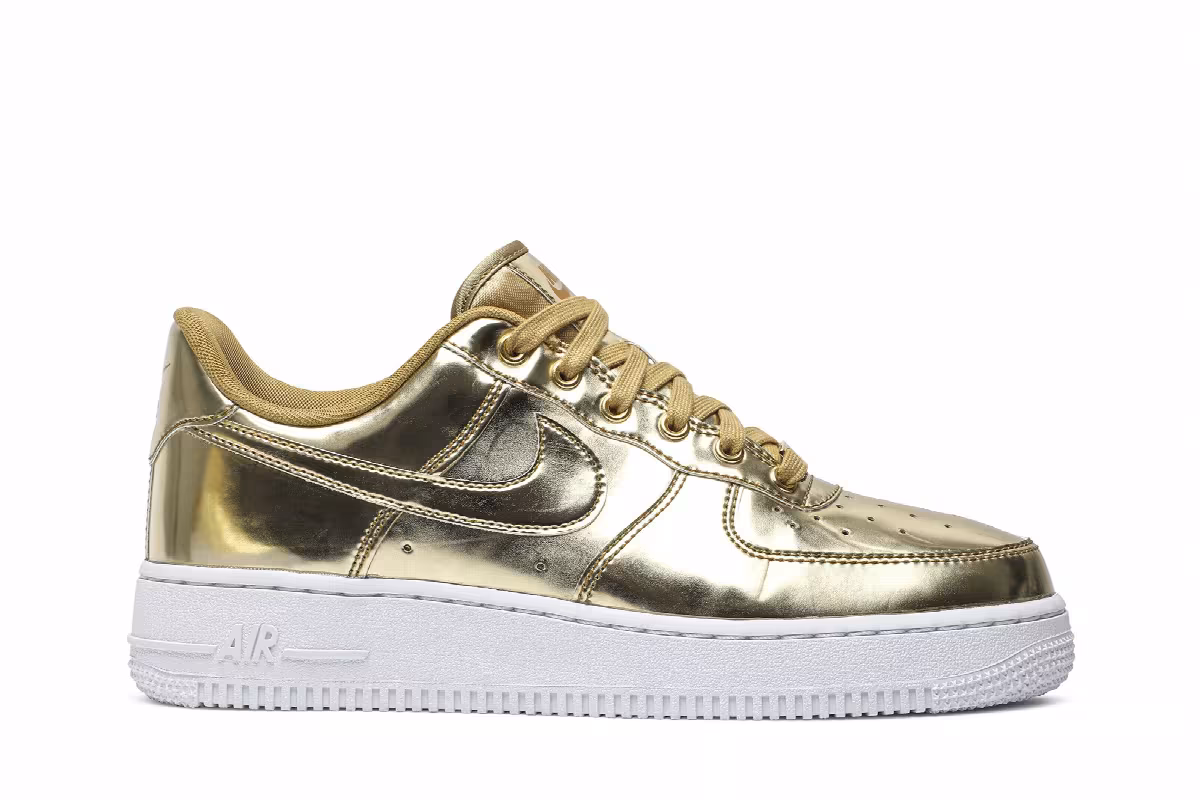 Nike Women's Air Force 1 SP Liquid Metal - Gold, view 2