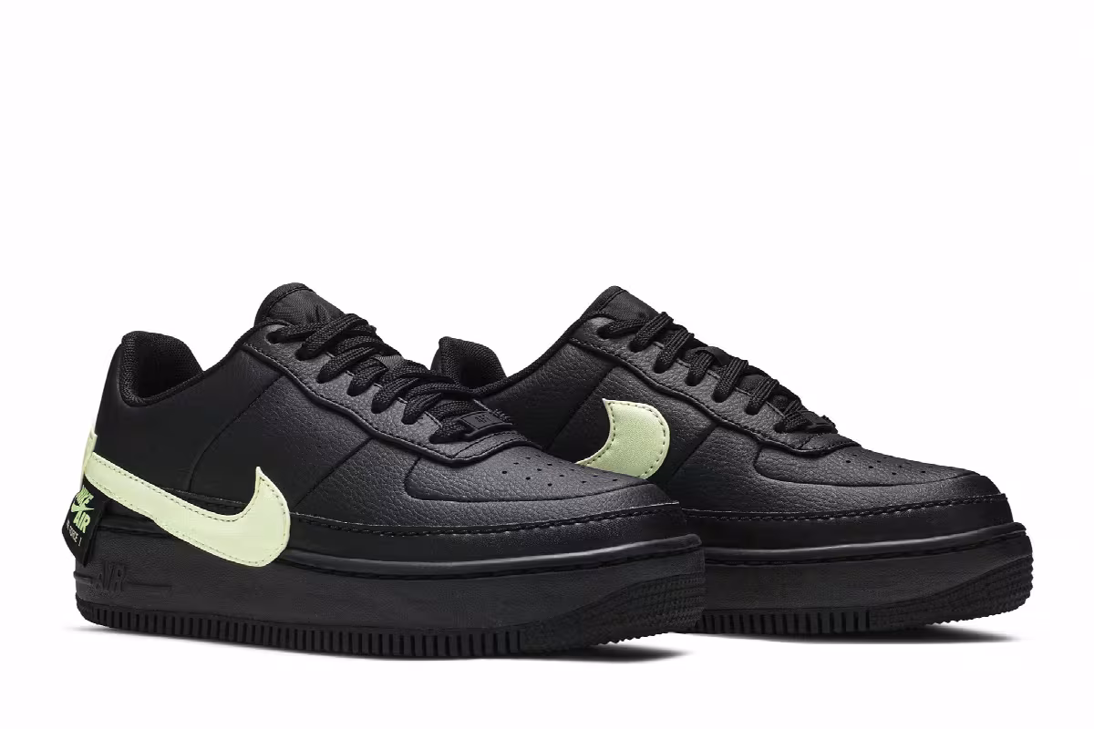 Nike Women's Air Force 1 Jester XX Black Barely Volt, view 9
