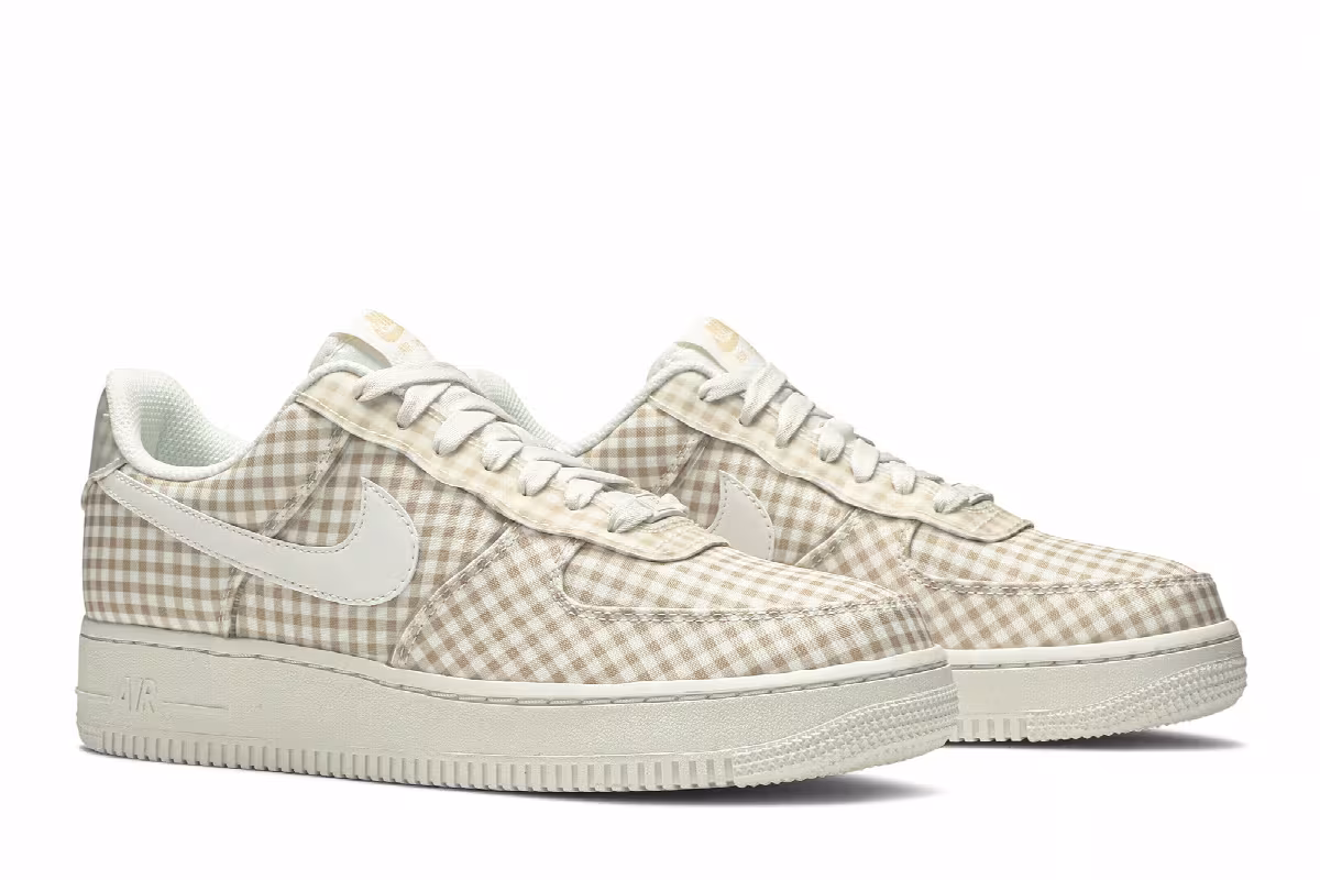 Nike Women's Air Force 1 Low QS Gingham Pack - Beige, view 9