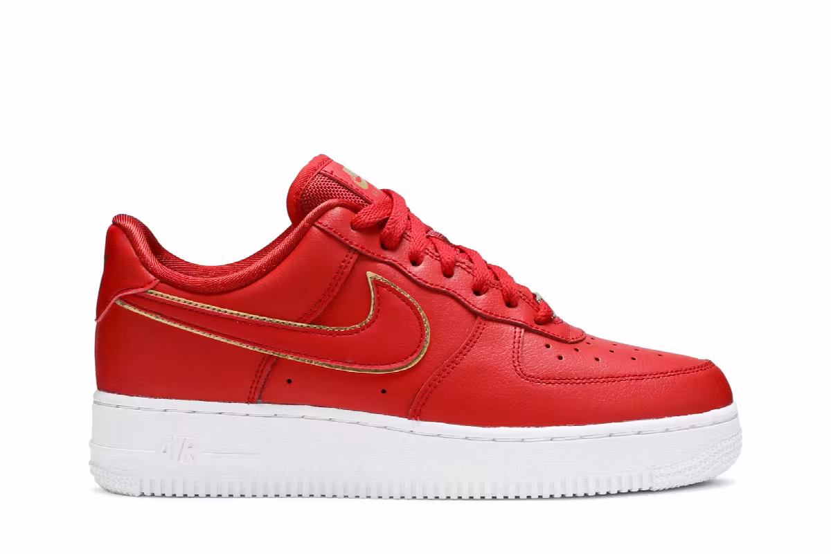 Nike Women's Air Force 1 Low Red Gold Swoosh, view 2