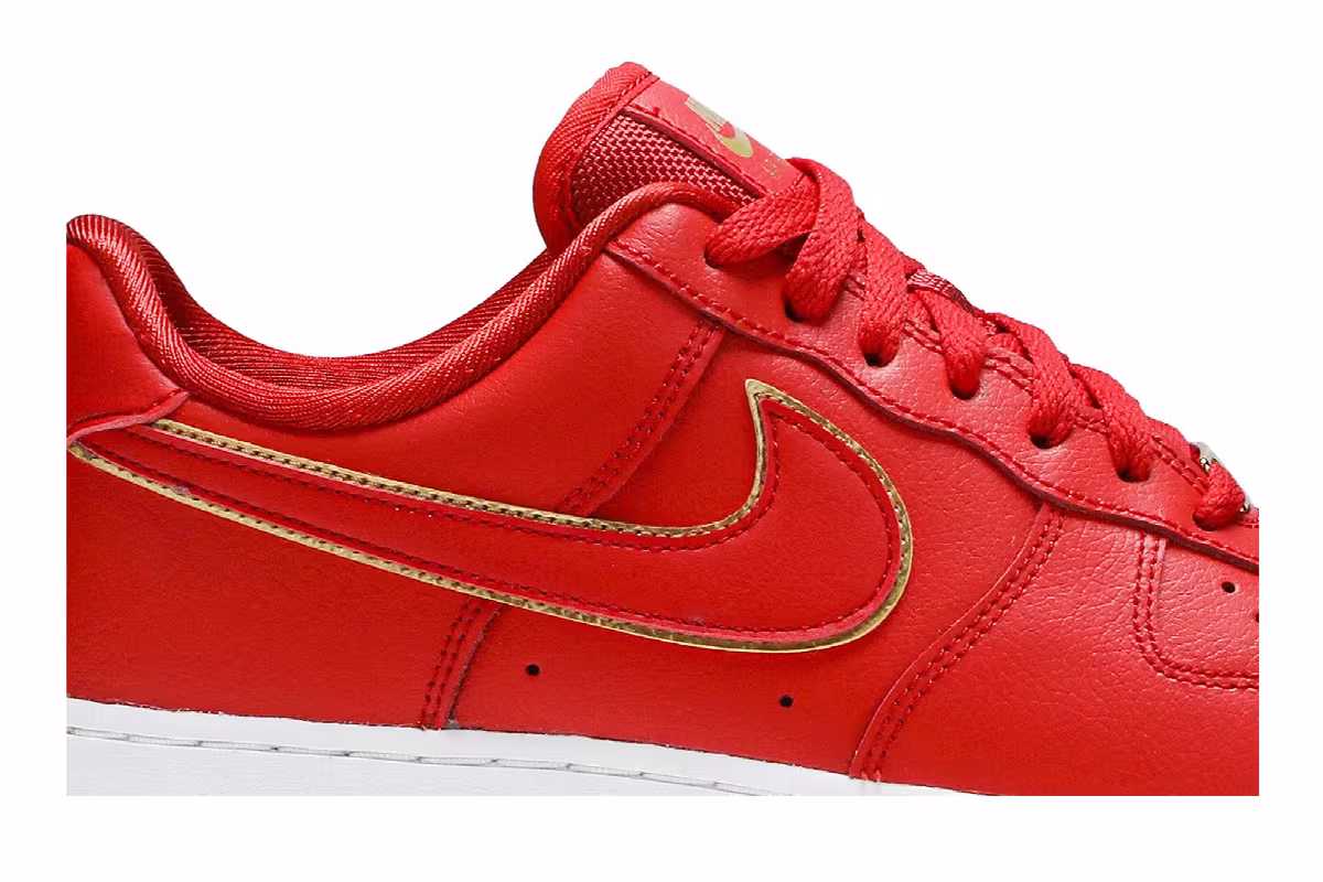 Nike Women's Air Force 1 Low Red Gold Swoosh, view 3