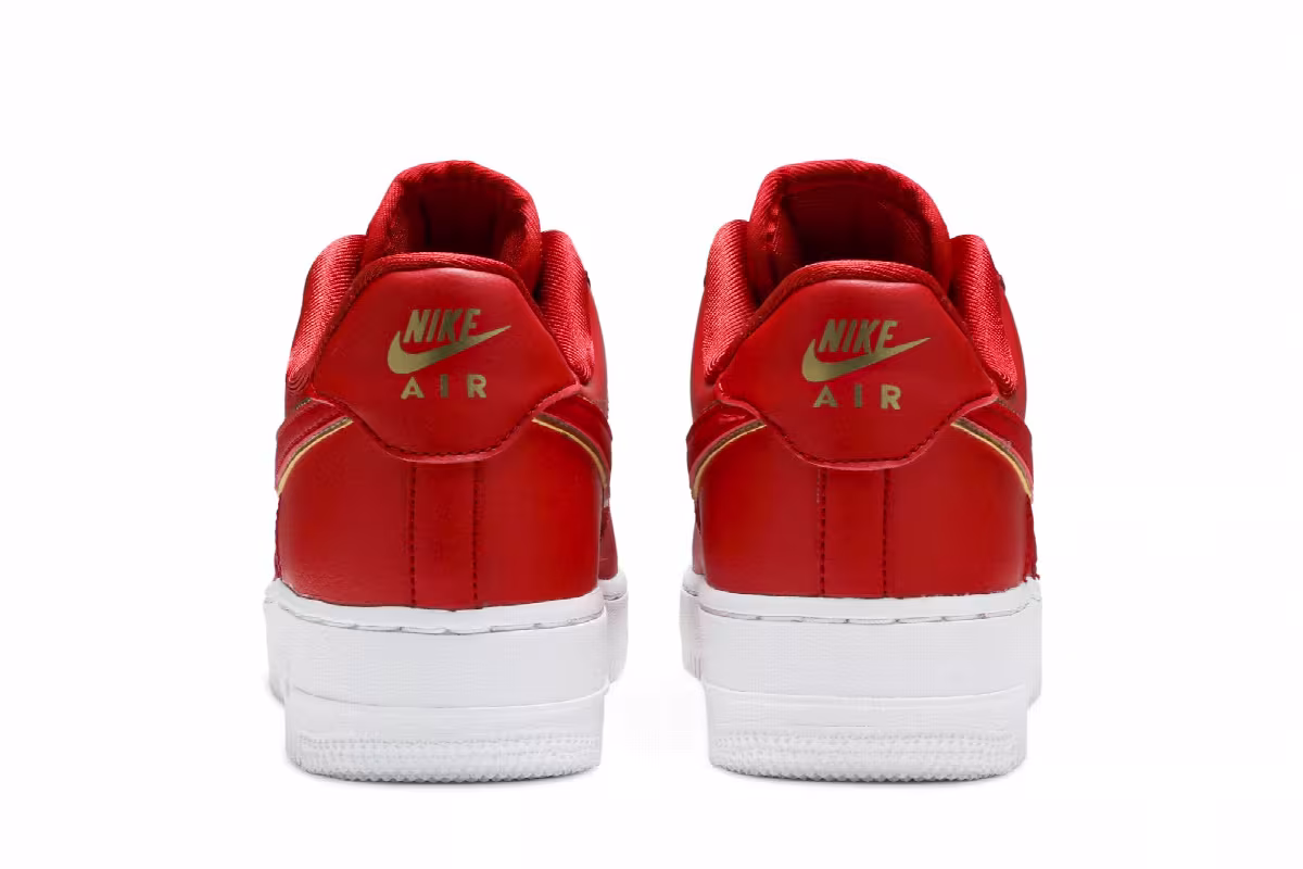 Nike Women's Air Force 1 Low Red Gold Swoosh, view 7