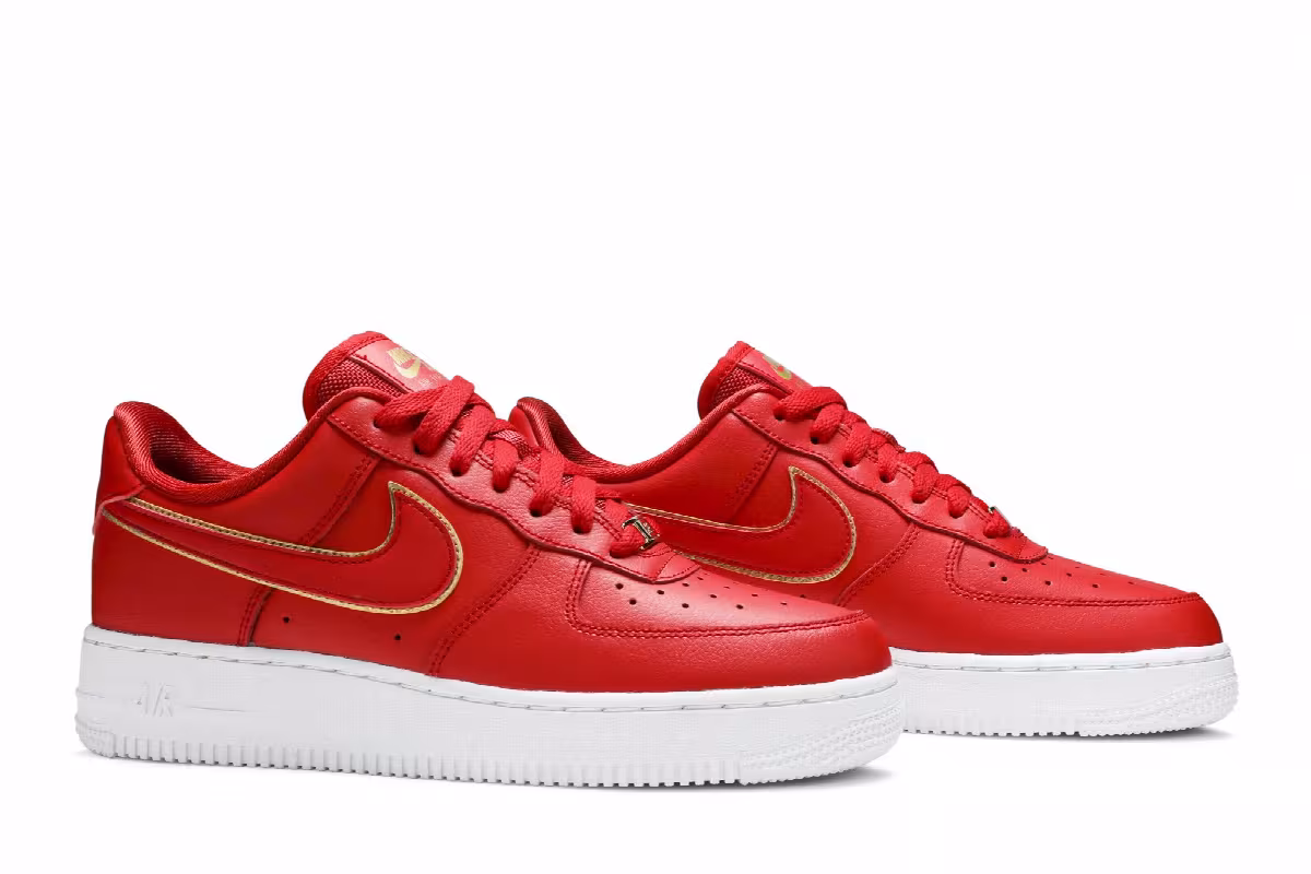 Nike Women's Air Force 1 Low Red Gold Swoosh, view 9
