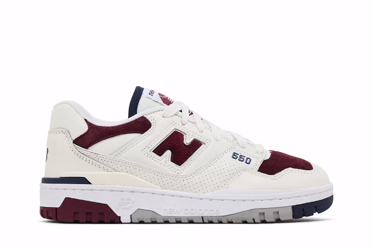New Balance 550 Suede Toe Pack - Burgundy Navy, view 2