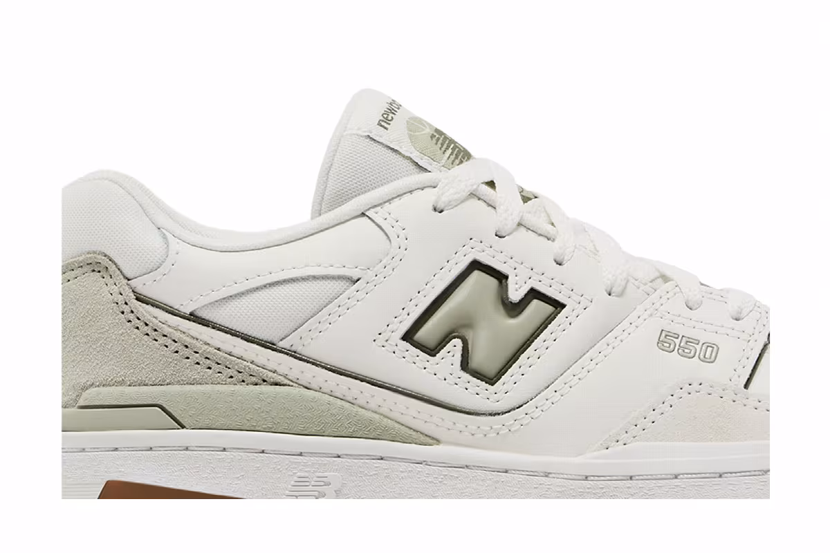 New Balance 550 Big Kid White Olive Gum, view 3